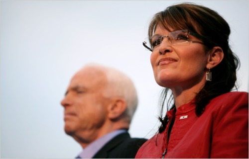 Former Gov. Sarah Palin of Alaska on the campaign trail in September 2008 with Senator John McCain. 